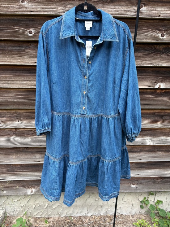 Maeve Dresses & Skirts - Maeve Blue Denim Tiered Shirt Dress